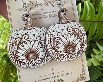 Pumpkin Earring SVG | Laser Cut Earring Files | Halloween Earring SVG | Sunflower File