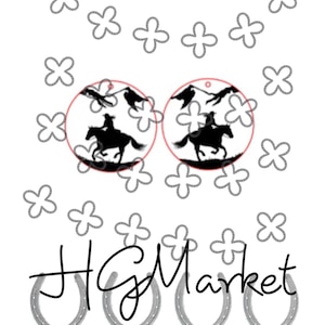 Horse Western Rider Earring Laser Glowforge File SVG