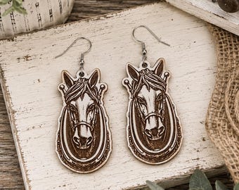 Horse Earring SVG Laser Cut Files Equestrian Jewelry