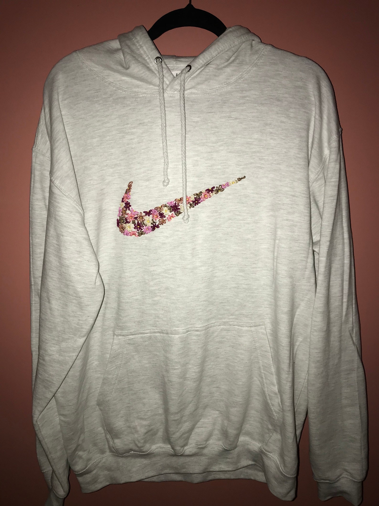 Flower Swoosh Nike Inspired embroidered jumper LARGE | Etsy