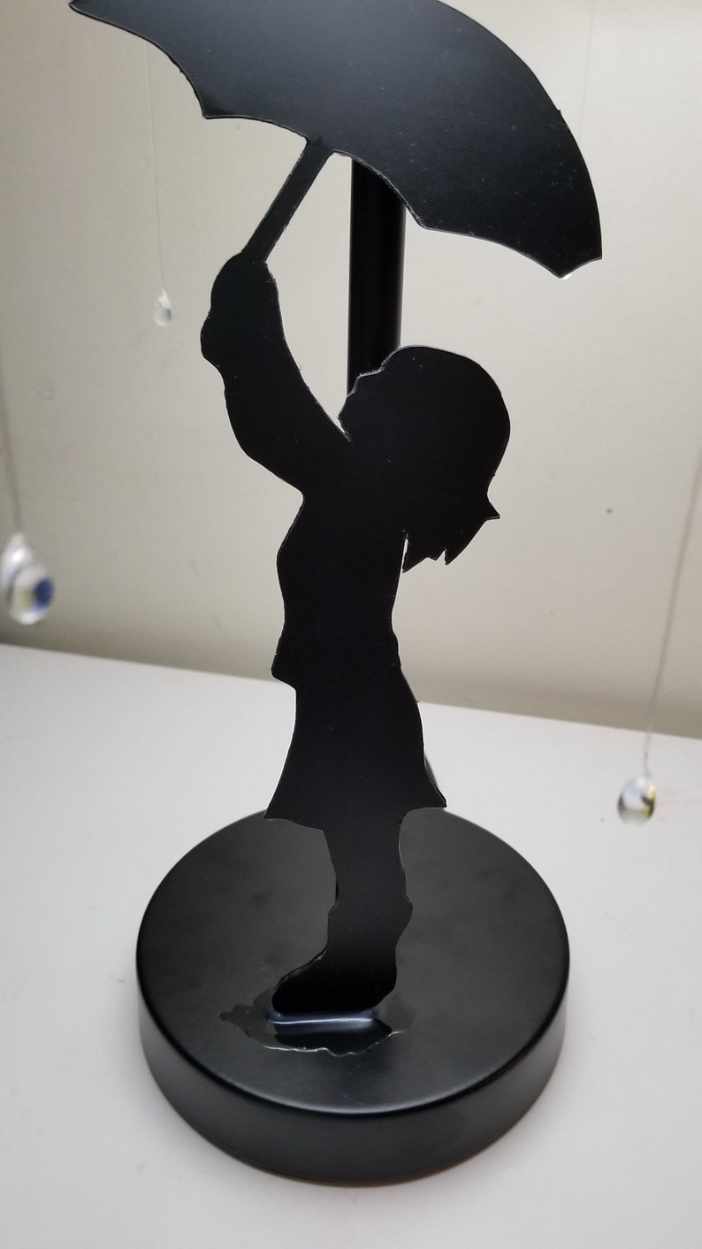 Table Lamp Rain Cloud With Little Girl Night Light Nursery Etsy