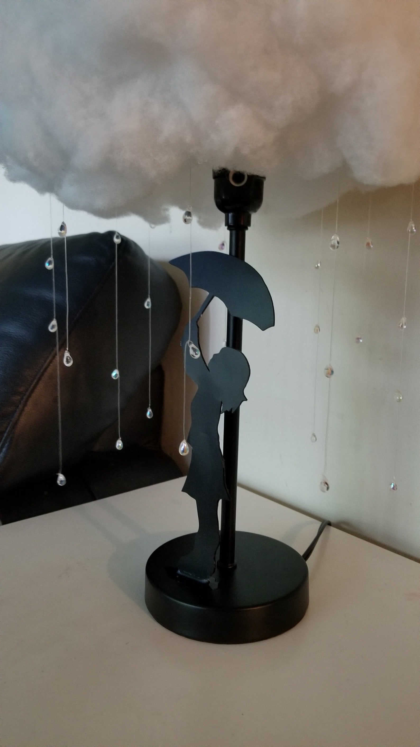 Table Lamp Rain Cloud With Little Girl Night Light Nursery Etsy