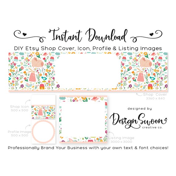 Blank DIY Etsy Shop Set Includes Cover Shop Icon Profile | Etsy