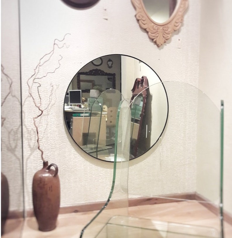 Round Mirror With Black Frame 90cm Round Mirror With Black Frame 90cm