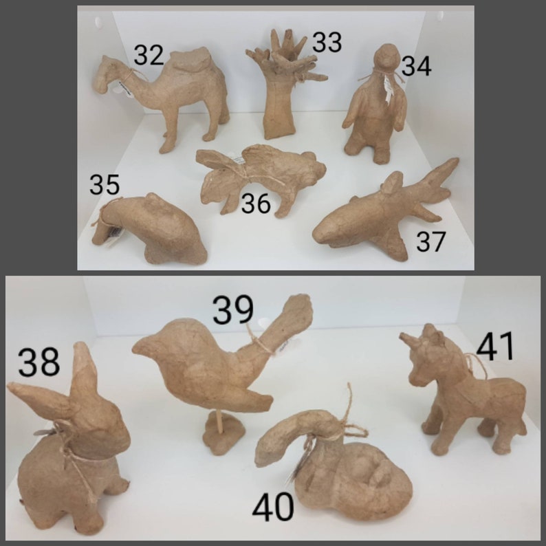 Decopatch Animals Paper Mache Animals Decoupage Mini Etsy