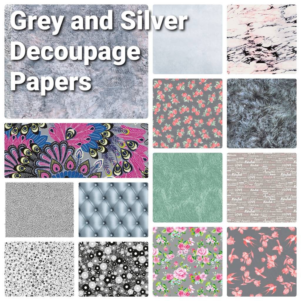 Grey and Silver Decoupage Paper Decopatch Paper Single Etsy