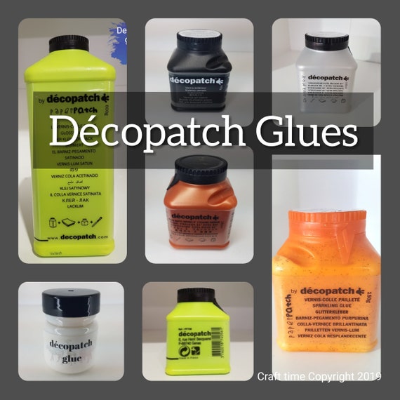 Decopatch Glossy Glues, Decoupage Glues, Paper Glues, Varnish, Glitter  Glue, Exterior Glue, Gesso White Covering Paint 