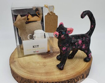 Small Decopatch Standing Cat Craft Kit, Decoupage Cat, Decopatch Animal, Cat Model, Paper Mache Cat