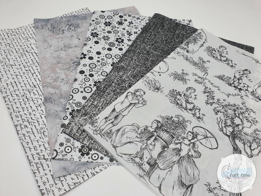 BLACK and WHITE Full Size A3 decoupage decopatch paper Etsy