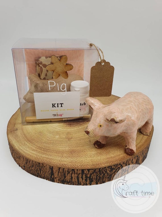 Small Pig Craft Kit, Decopatch Kit, Birthday/christmas Craft Gift, Paper  Mache Pig 