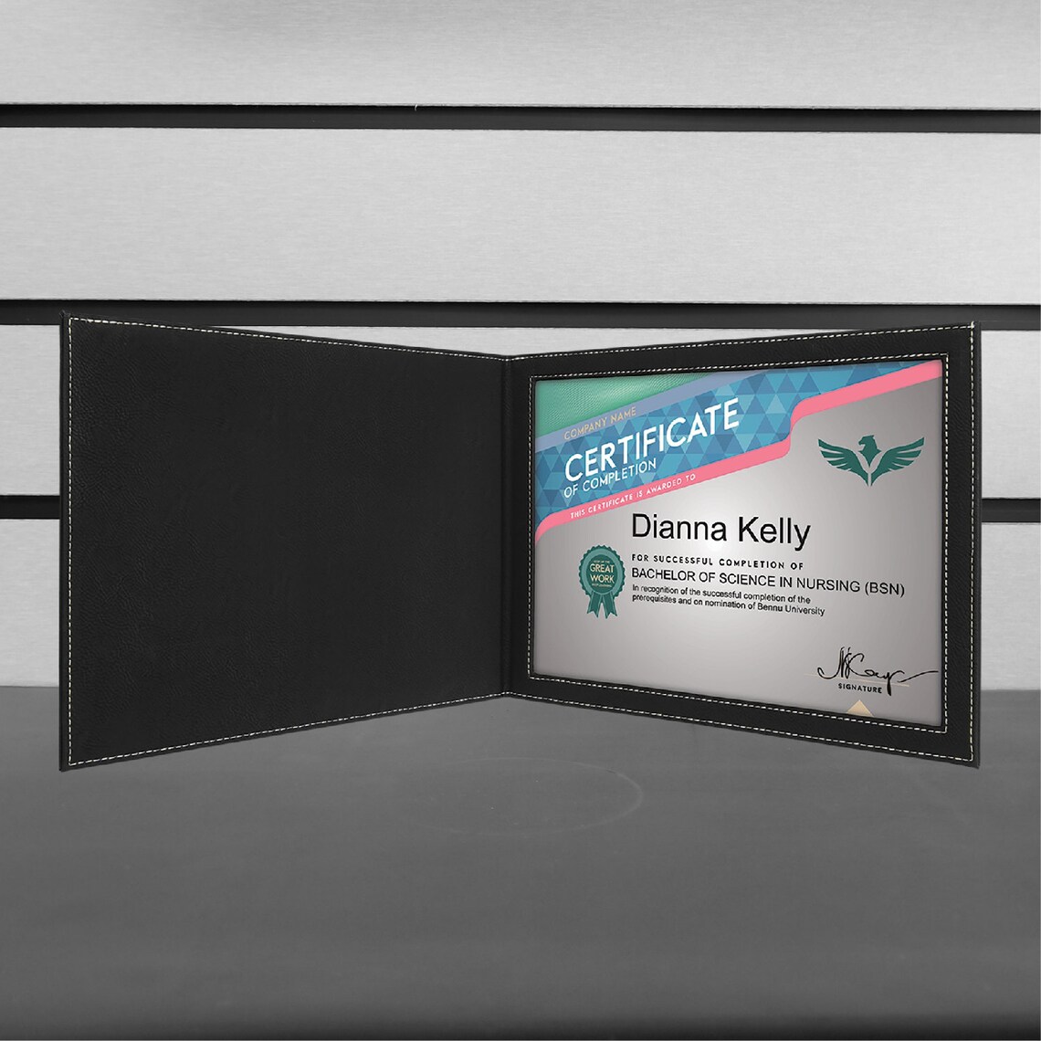 Personalized Certificate Holder Personalized Black Faux Etsy