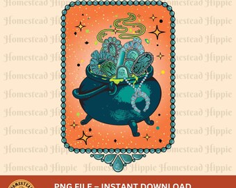 Halloween Türkis Kessel PNG | Halloween PNG | Halloween Kessel Tee | Halloween-Shirt Motiv | Digitaler Download | Sublimationsdesigns