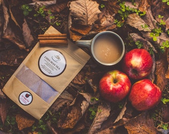 Hot Apple Chai Tea Blend - Instant Chai Latte - Regular or Decaf - Iced or Hot - Homemade in small batches - 9 Ounce Bag