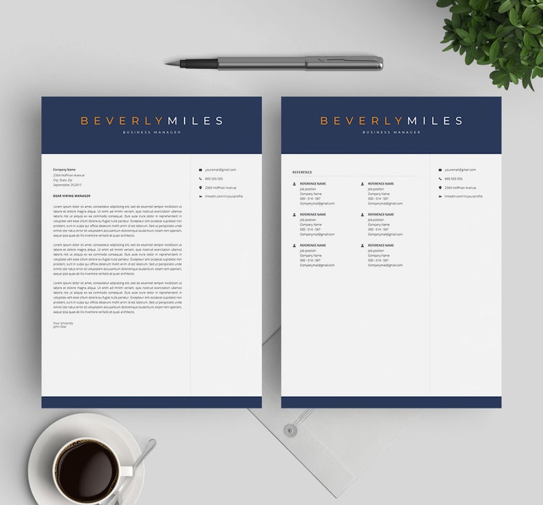 Resume Design 4 Page Pack Resume Template Professional Resume Template CV for Word and Mac Pages Modern Resume Instant Download