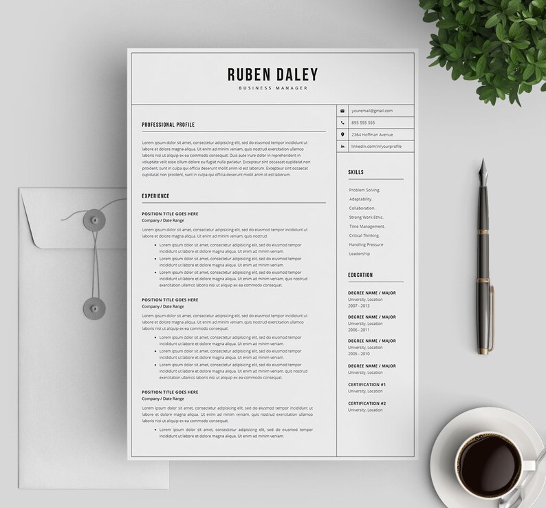 Modern Resume Template Etsy Boyar