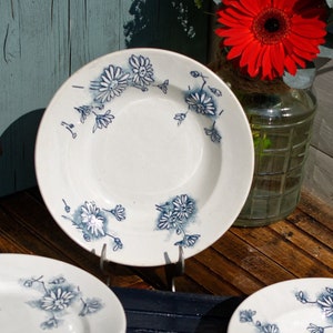 1900s ~ French Antique TRANSFERWARE Plate ~ La Faïencerie Nouvelle à Givors ~ "MARGUERITE" Motif ~ Terre de Fer ~ Ironstone ~Earthware
