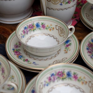 1900s ~ Fine French Antique PORCELAIN ~ Stamped Charles Ahrenfeldt LIMOGES - Coffee / Tea Service for 10 people ~ French Porcelain CHINA