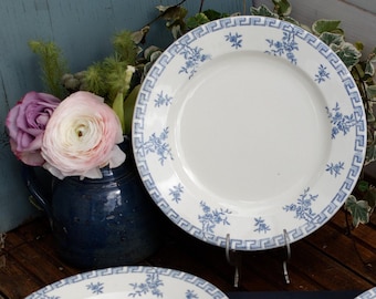 1940s ~ French Antique TRANSFERWARE Plate ~ Léon Graves 'LG' ~ 'Athenes' Pattern ~ Terre de fer ~ Ironstone