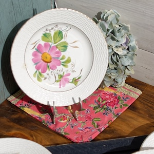Late 1890s/Early 1900s ~ French Antique TRANSFERWARE Plate ~ Ceranord St Amand Nord ~ Handpainted floral Motif ~ Terre de fer ~ Earthware
