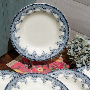 Late 1890s/Early 1900s ~ French Antique TRANSFERWARE Soup Plate ~ Made by Salins in &quot;R&A Villa&quot; Motif ~ Terre de Fer~ Earthware ~Ironstone