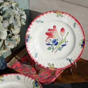 1900s ~ French Antique Hand Painted Plate ~  Made by Longwy ~ &quot;Marseille&quot; Motif ~ Floral Ironstone ~ Earthware ~ Terre de Fer