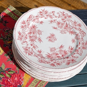 Late 1800s/Early 1900s ~ French Antique Faiencerie Small Plate ~ SARREGUEMINES ~ Terre de fer ~ Red Earthware