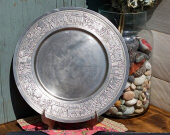 German Vintage Pewter Plate ~ Feinzinn 95% St Galler Prage "Étáin" Hanging Plate ~ Collectible Silver Étáin