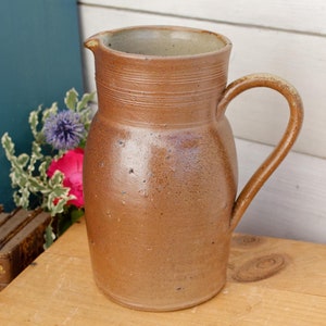 French Vintage Stoneware Clay Pitcher ~ Glazed Provencal Mediterranean Style handmade TerraCotta Jug Jarre Cruche ~ Farmhouse Decor