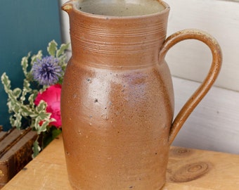 French Vintage Stoneware Clay Pitcher ~ Glazed Provencal Mediterranean Style handmade TerraCotta Jug Jarre Cruche ~ Farmhouse Decor