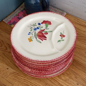 1950s ~ "Trianon" Faienceries de LONGCHAMP Tout a la Main ~ French Antique Hand-Painted Ironstone Asparagus Plate ~ Terre de fer