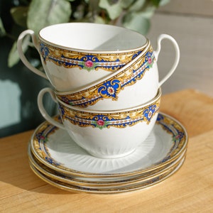 1920-talet ~ C&P LIMOGES Frankrike ~ Franska antika fina porslinskoppar och fat ~ Fint porslin