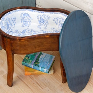 Bidé francés antiguo de madera con lavabo de porcelana ~ Decoración de baño ~ Lavabo con tapa ~ Reacondicionado