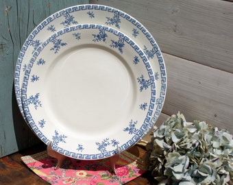 1940s ~ French Antique TRANSFERWARE Serving Plate ~  Léon Graves 'LG' ~ 'Athenes' Pattern ~ Terre de fer ~ Ironstone