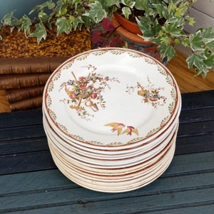 1890s/1900s ~ &quot;WATTEAU&quot; Sarreguemines U&C ~ French Antique Ironstone Polychrome Small Plate ~ Terre de Fer