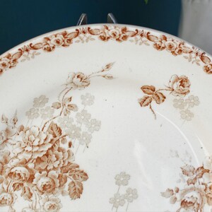 1890s ~ LUCIE Terre de Fer H.B. & Cie (Hautin, Boulenger) Choisy-Le-Roi ~ French Antique Ironstone Brown Transferware Plate ~ Terre de Fer F