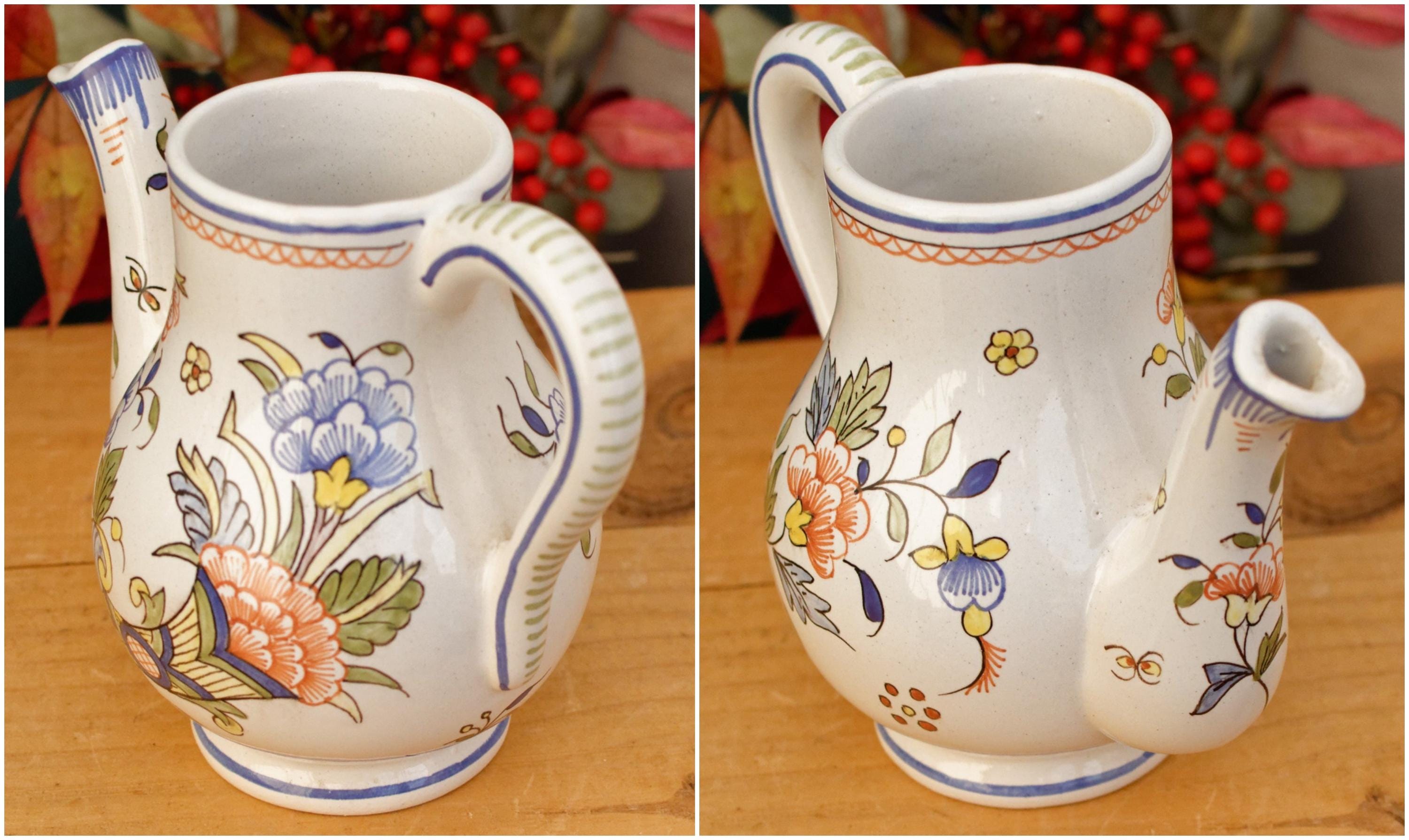 French Vintage MOUSTIERS Vieux Rouen Style Hand-painted Faience