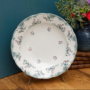 1890s ~ "VINCENNES" LONGWY ~ French Antique Floral Ironstone Polychrome Plate ~ Terre de Fer