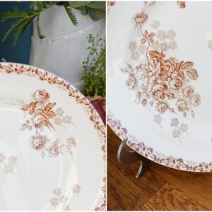 LUCIE Terre de Fer H.B. & Cie (Hautin, Boulenger) Choisy-Le-Roi French Antique Ironstone Brown Transferware Soup Tureen Soupiere Plate Faience