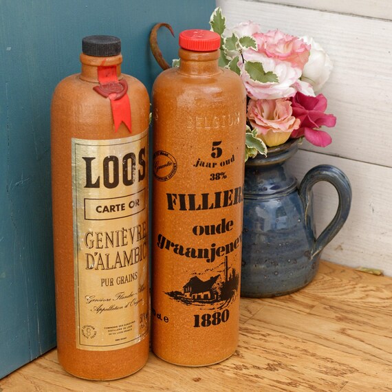 Belgium Vintage Empty Collectible Liquor Stone Bottle 