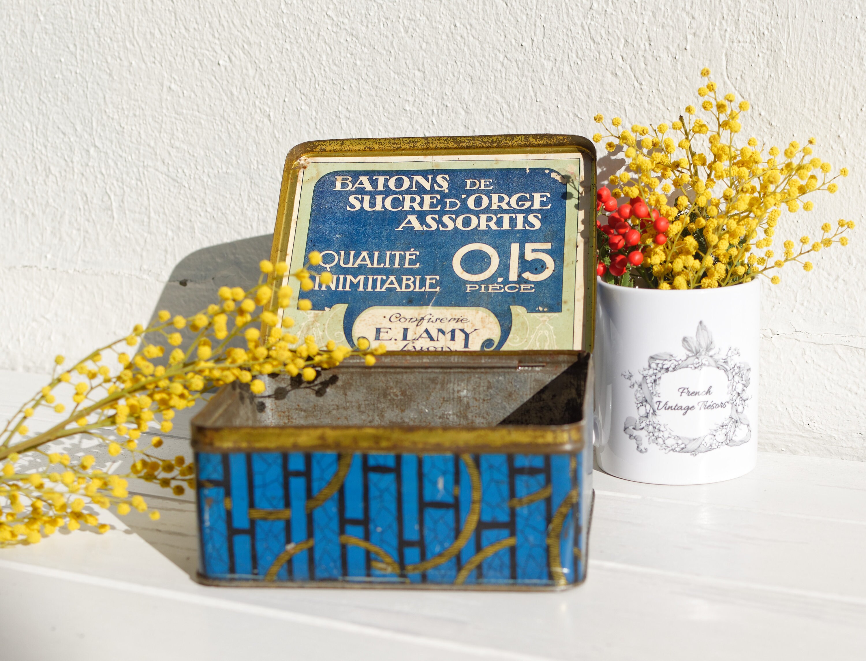 French Vintage Tin Advertising Tin Bin Box Advertising Candy Etsy