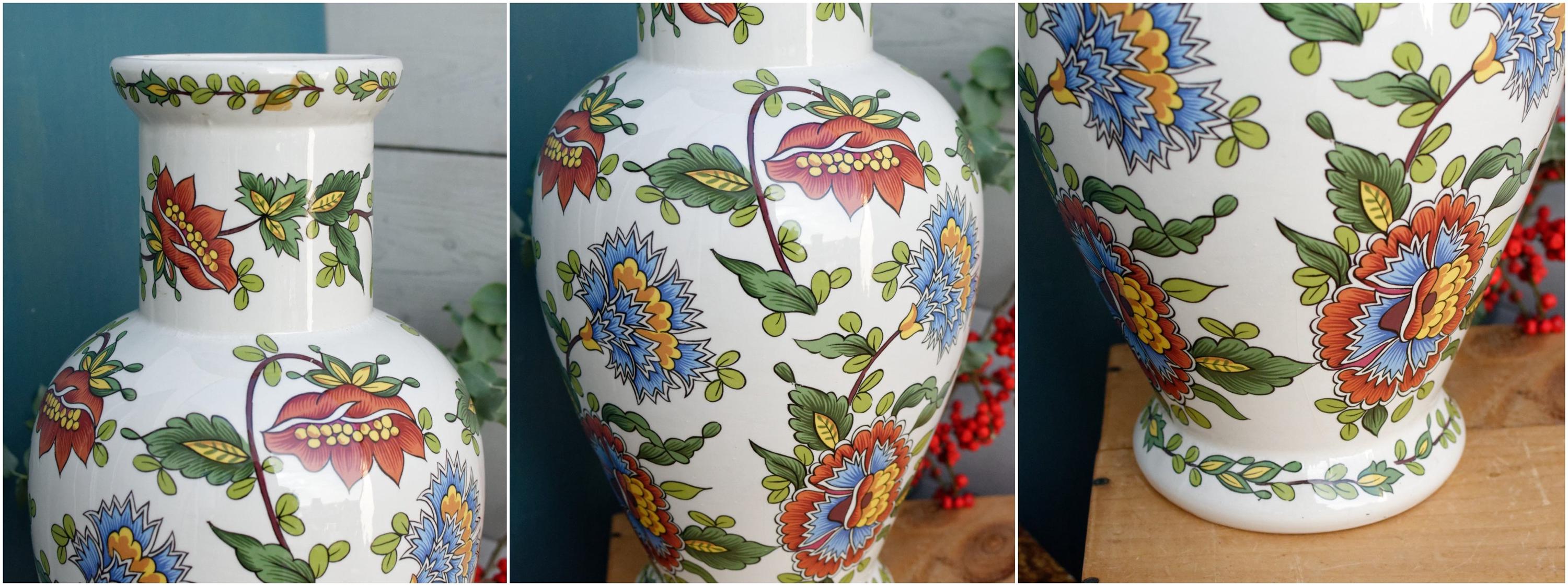 フランス製ヴィンテージ大型陶器手描き花瓶～磁器製フロア花瓶 - Etsy 日本