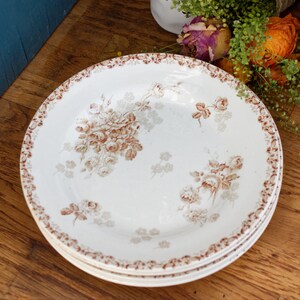 1890s ~ LUCIE Terre de Fer H.B. & Cie (Hautin, Boulenger) Choisy-Le-Roi ~ French Antique Ironstone Brown Transferware Plate ~ Terre de Fer F