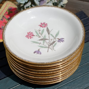 1960s ~ French Vintage LIMOGES Porcelain Soup Plate ~ Porcelaine D’Art ~ Email de Limoges ~ Fine French China Floral Design