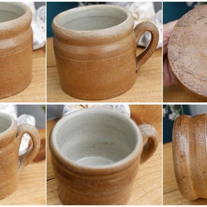 French Vintage Stoneware Clay Mug ~ Potterie en GRES Fait Maison Made in France ~ Glazed Sandstone Stoneware ~ Handmade Rustic Farmhouse Dec