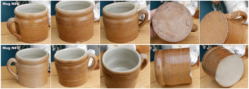 French Vintage Stoneware Clay Mug ~ Potterie en GRES Fait Maison Made in France ~ Glazed Sandstone Stoneware ~ Handmade Rustic Farmhouse Dec