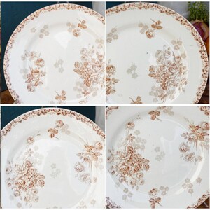 LUCIE Terre de Fer H.B. & Cie (Hautin, Boulenger) Choisy-Le-Roi French Antique Ironstone Brown Transferware Soup Tureen Soupiere Plate Faience