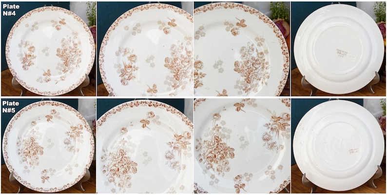 LUCIE Terre de Fer H.B. & Cie (Hautin, Boulenger) Choisy-Le-Roi French Antique Ironstone Brown Transferware Soup Tureen Soupiere Plate Faience