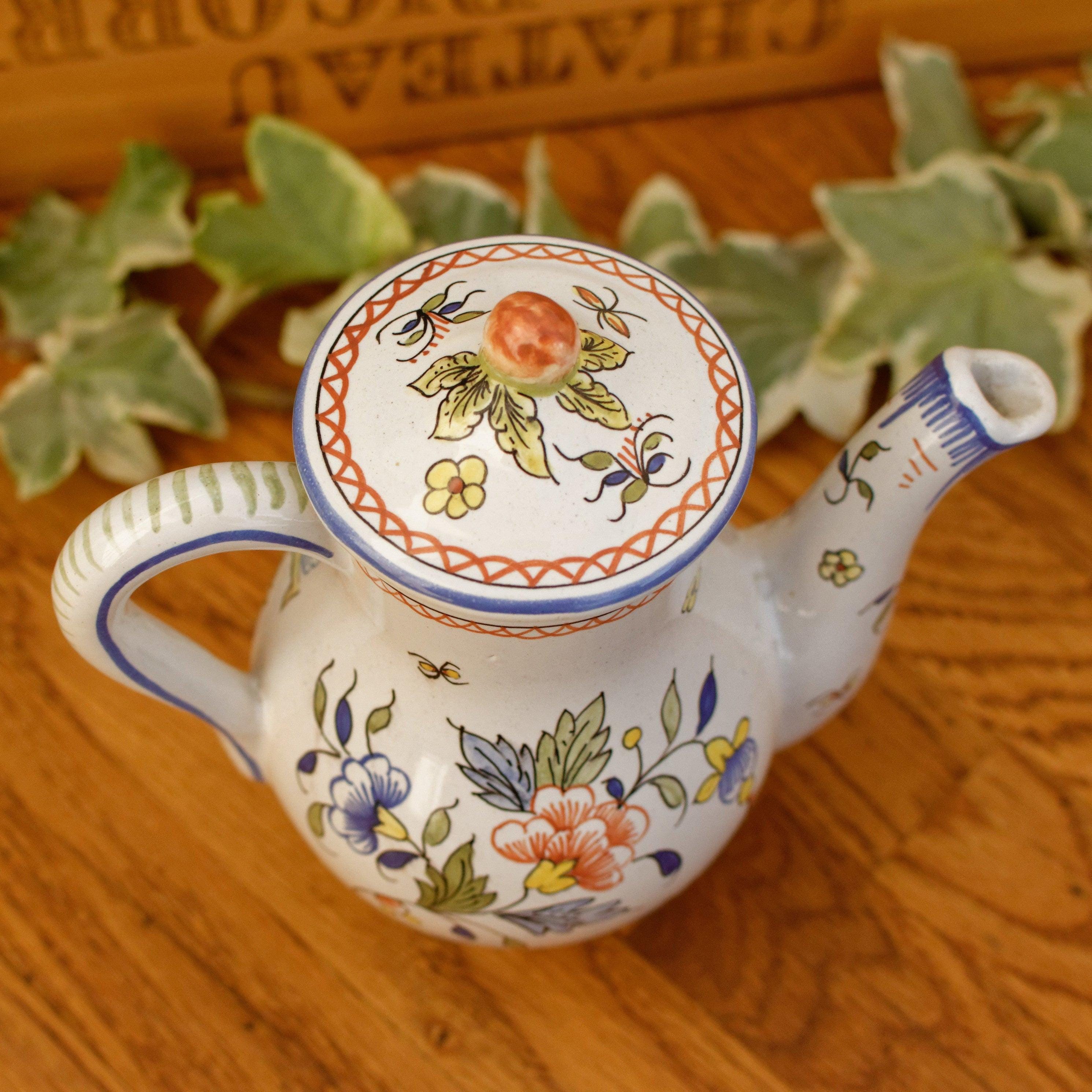 French Vintage MOUSTIERS Vieux Rouen Style Hand-painted Faience