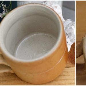 French Vintage Stoneware Clay Mug ~ Potterie en GRES Fait Maison Made in France ~ Glazed Sandstone Stoneware ~ Handmade Rustic Farmhouse Dec