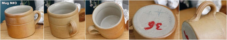 French Vintage Stoneware Clay Mug ~ Potterie en GRES Fait Maison Made in France ~ Glazed Sandstone Stoneware ~ Handmade Rustic Farmhouse Dec